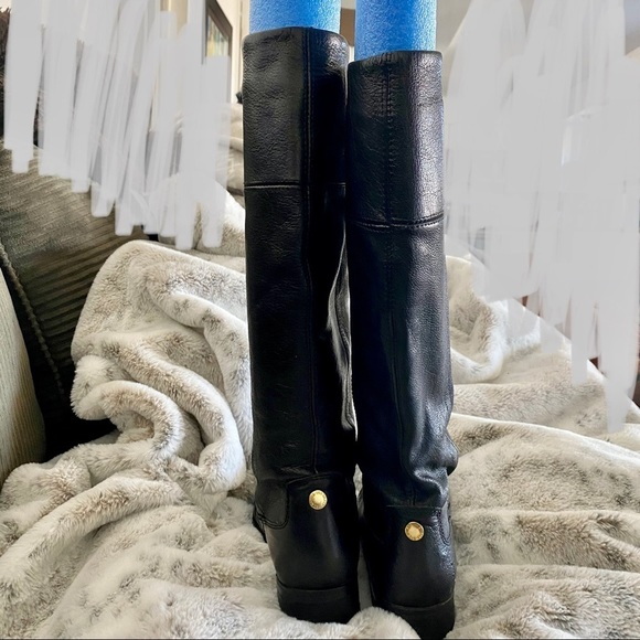 Ted Baker Black Leather Calf High Boots - Picture 2 of 13